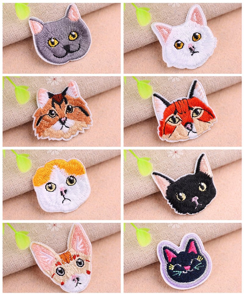 Zhiheng 17pcs Assorted Cute Kitten Mini Cats and Delicious Fish Sew Iron on Patches Embroidered Patches Appliques for DIY Motif Clothing Accessory Decoration - Image 4